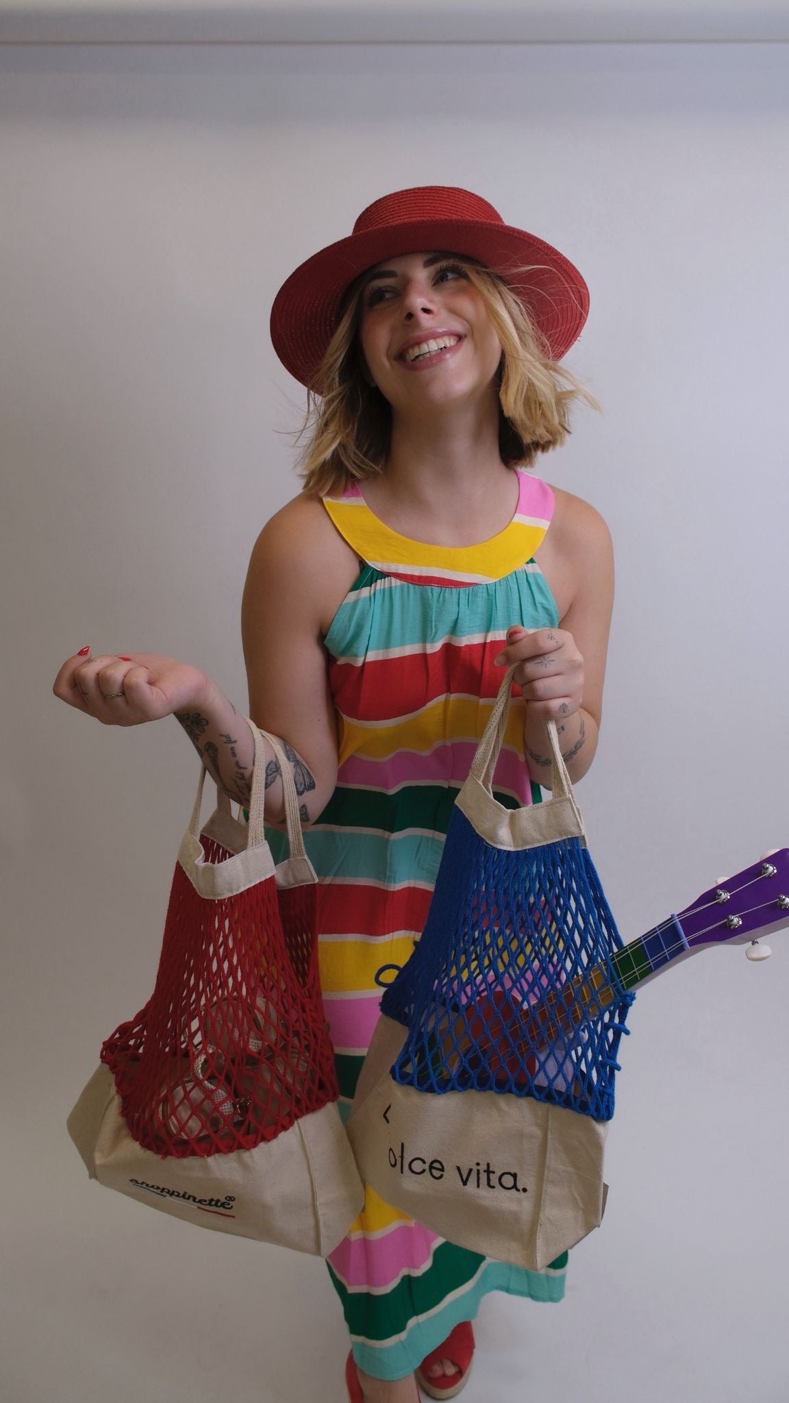 Abito lungo con allacciatura sul collo - MULTICOLOR