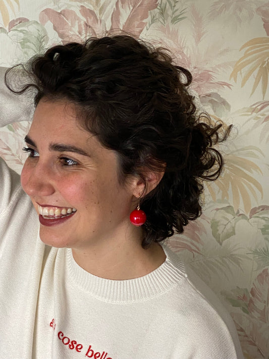 Earrings 0059A bead - RED