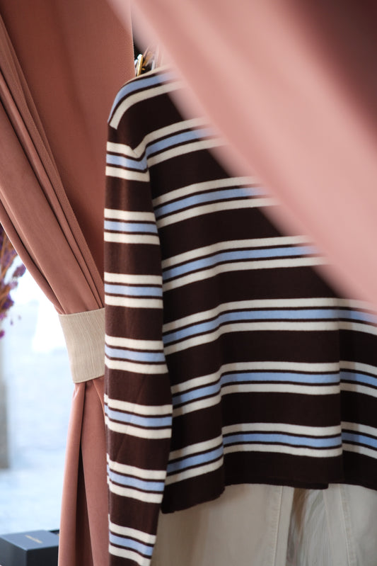 Maglia a righe bicolore - MARRONE/AZZURRO