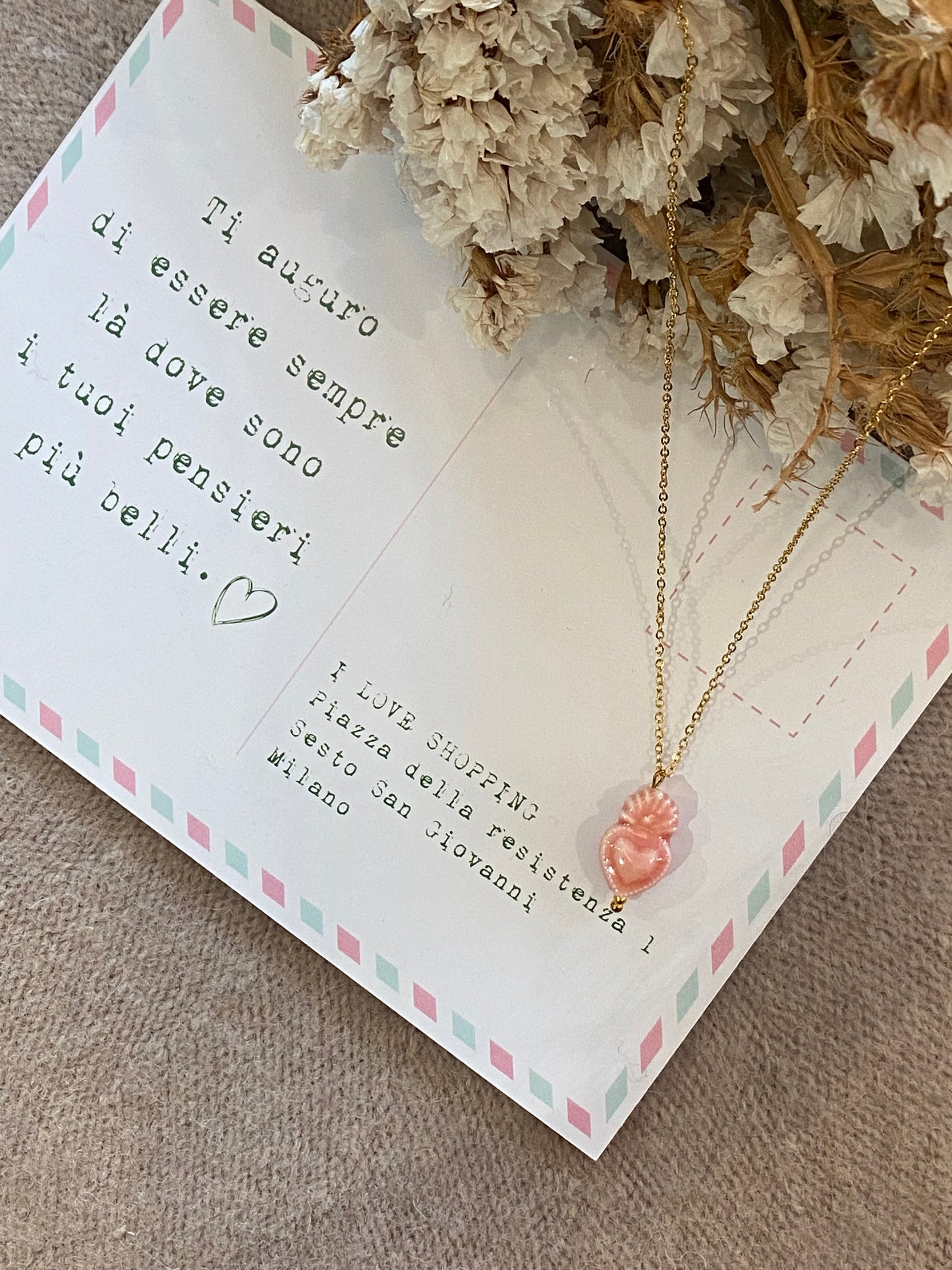 Necklace 0014 Sacred Heart - PINK