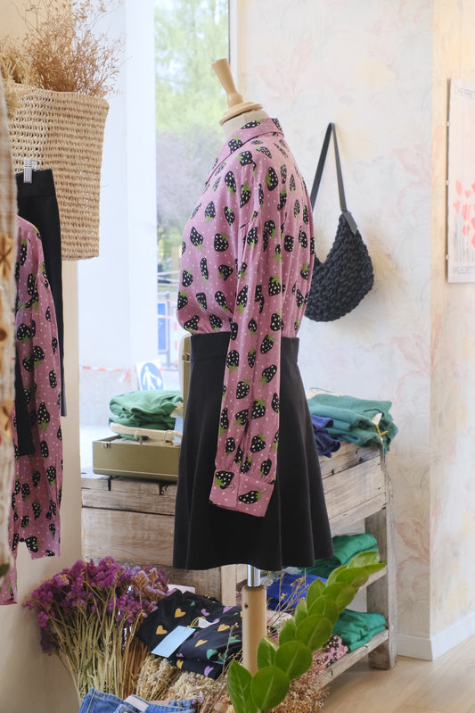 Camicia fantasia fragole e pois - ROSA