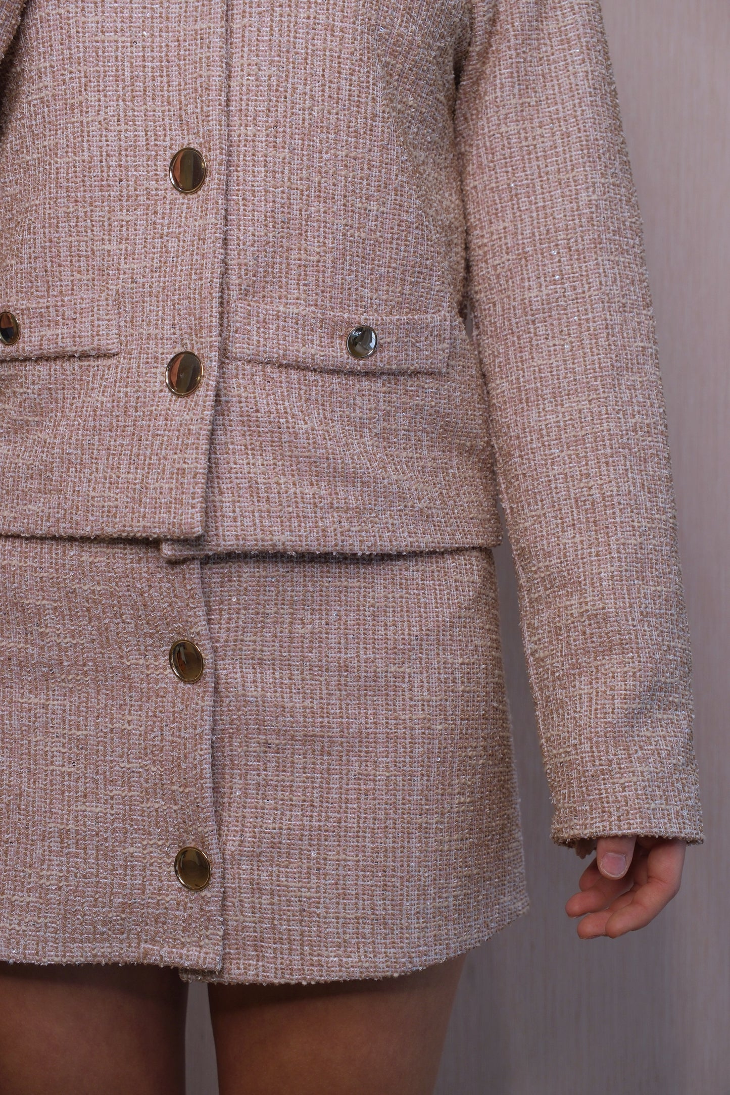 Gonna Lok 10959 Tweed Bottoni oro - ROSA