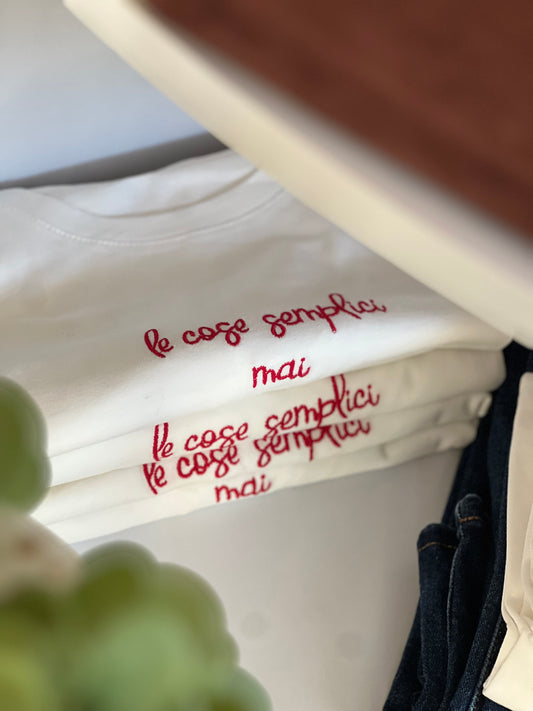 T-shirt V0702 le cose semplici mai - BIANCO/rosso