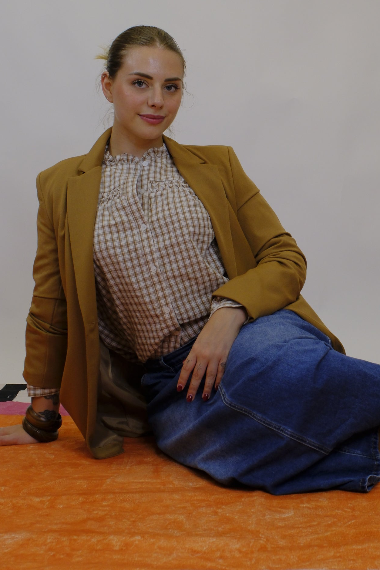 Camicia Country Ricami Manica - BEIGE