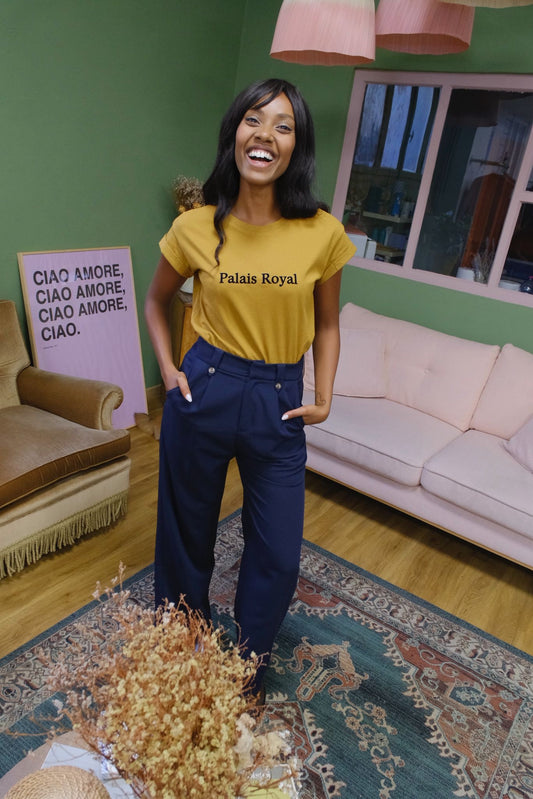 Pantaloni palazzo bottoni sui passanti - BLUE