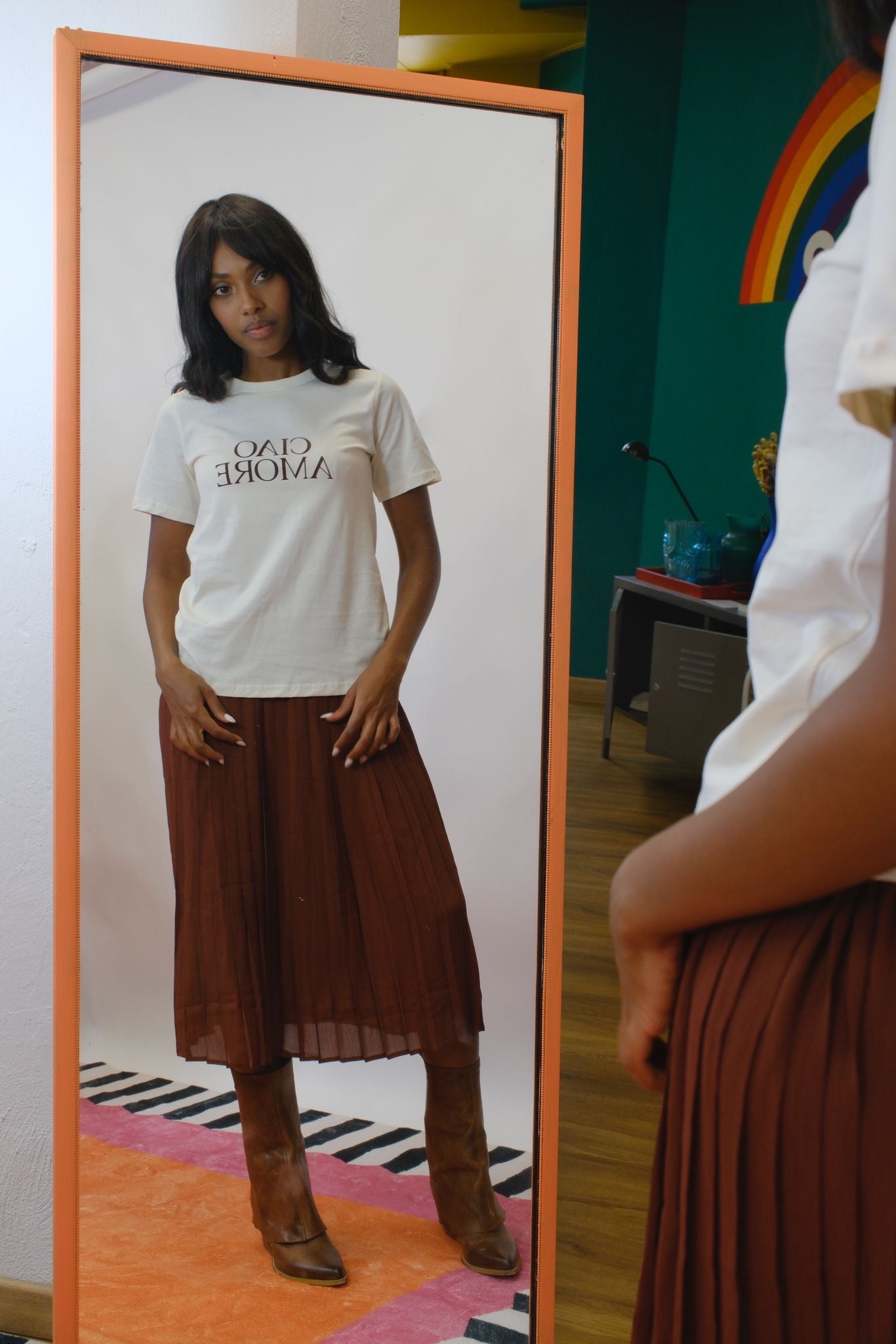 T-shirt stampa Ciao Amore - BURRO