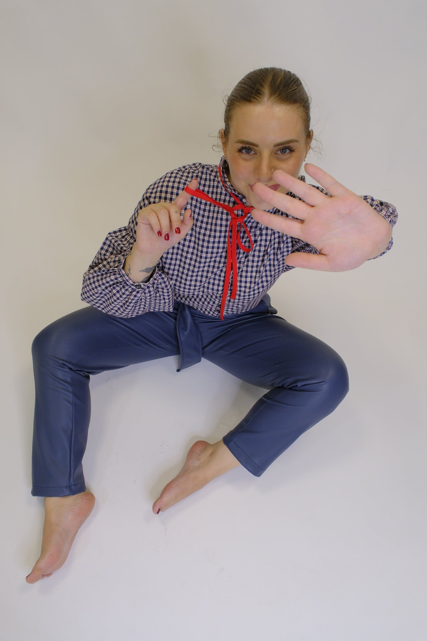 Pantaloni in ecopelle - BLUE