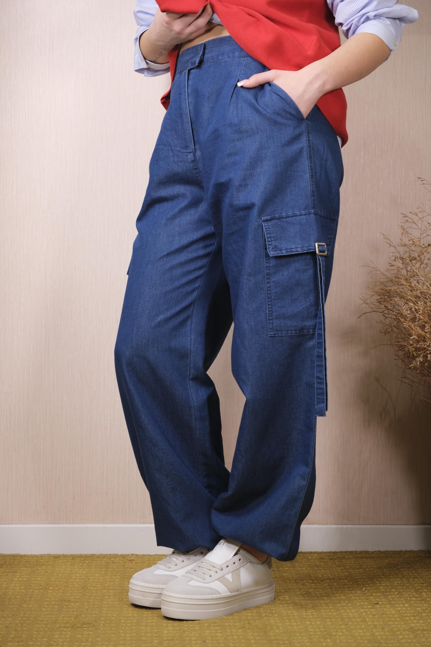 Pantaloni cargo LAKORE jeans - DENIM SCURO