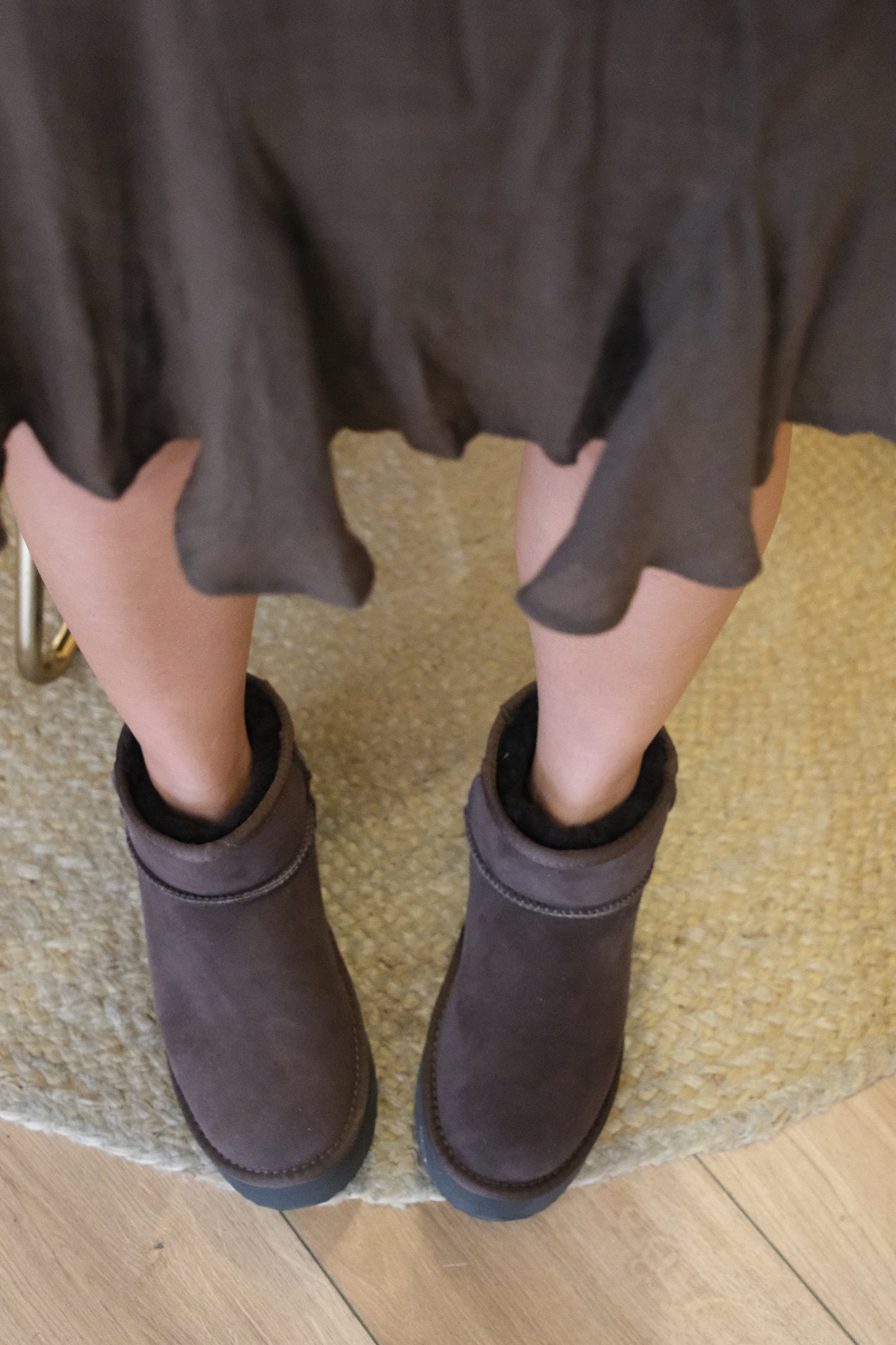 Scarponcini para alta camoscio esterno pelo intern - MARRONE