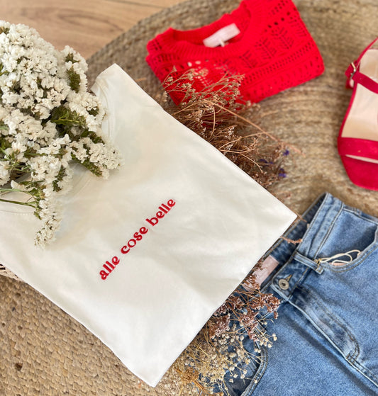 T-shirt V0703 alle cose belle - BIANCO/rosso