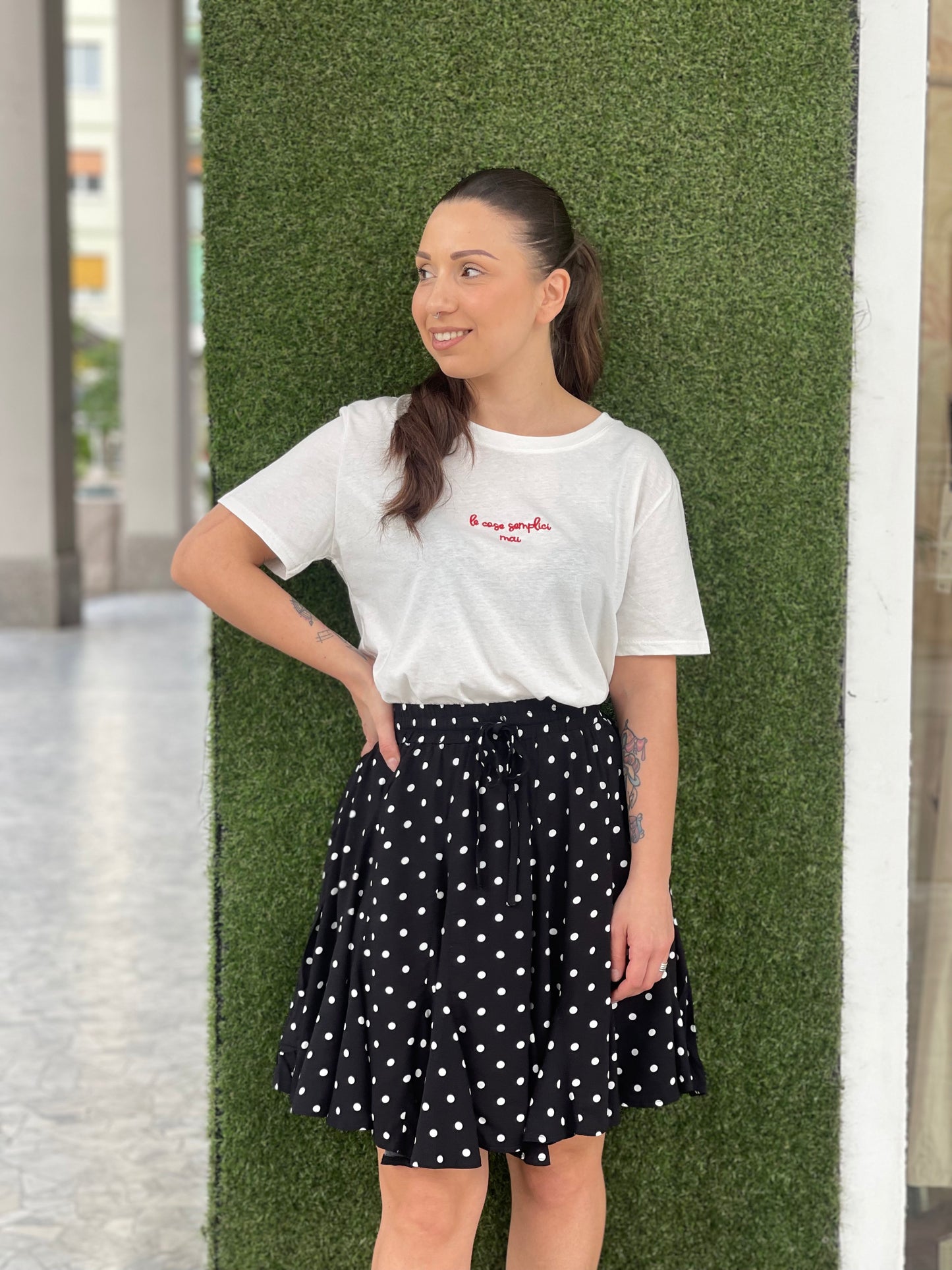 T-shirt V0702 le cose semplici mai - BIANCO/rosso