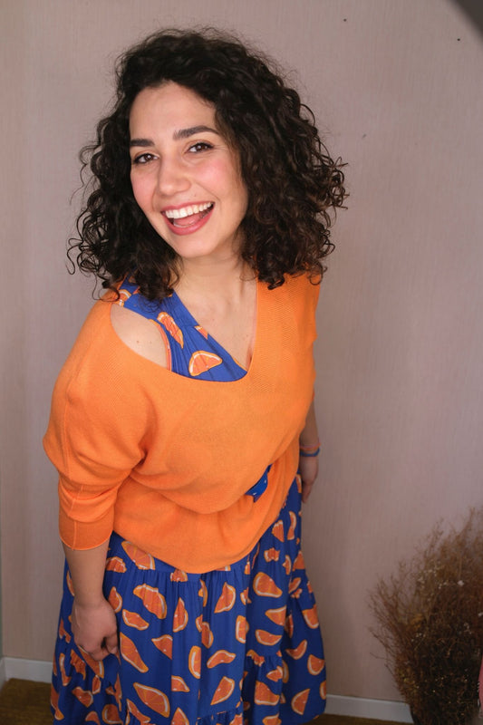 Abito lungo stampa Arancia - BLUE