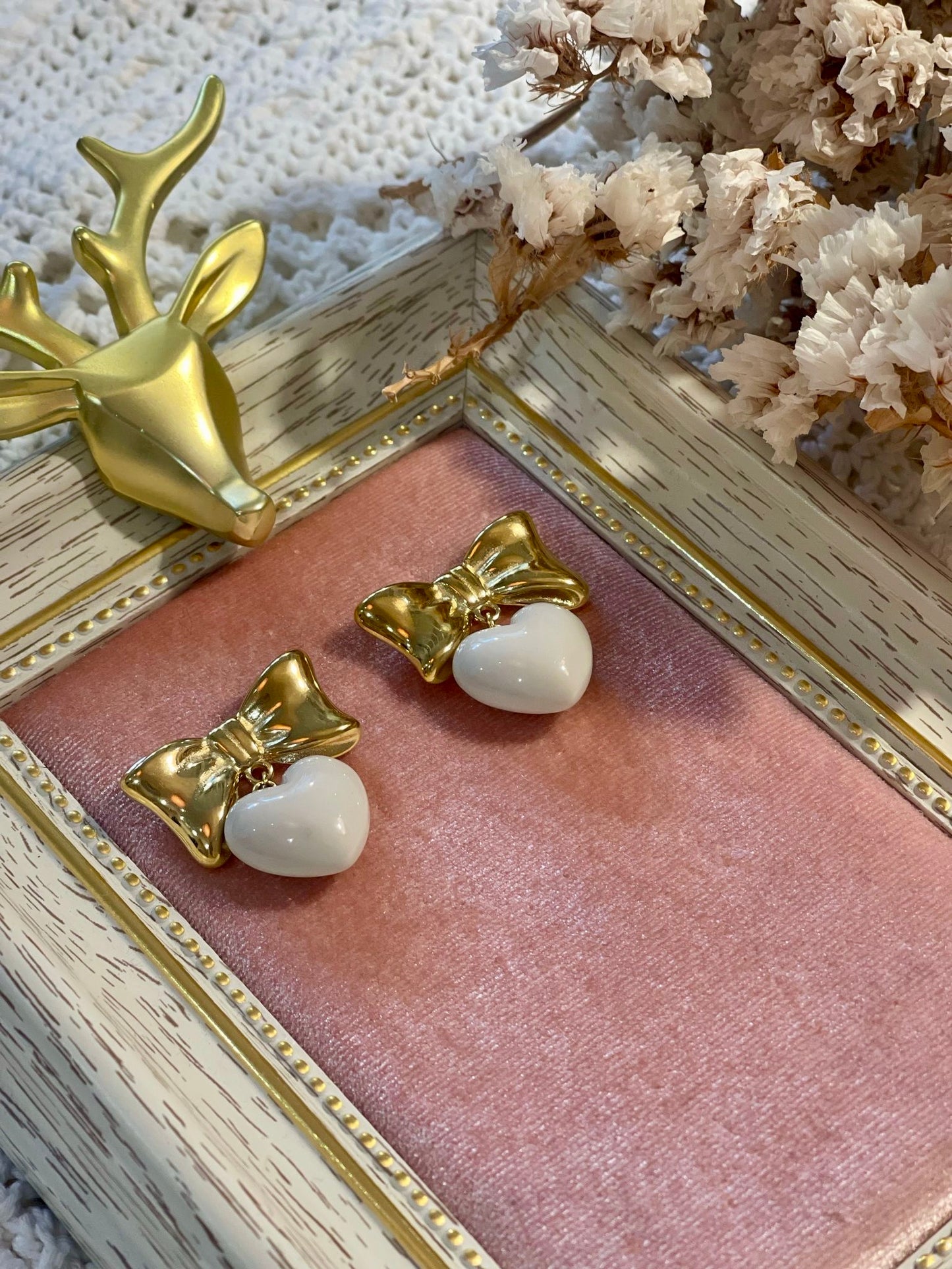 Orecchini IK10 fiocco e cuore - BIANCO