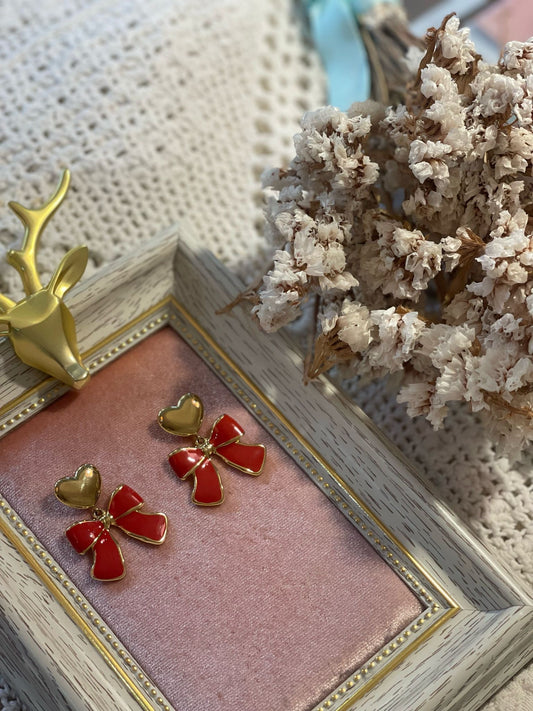 Orecchini IK24 Cuore e Fiocco - ROSSO