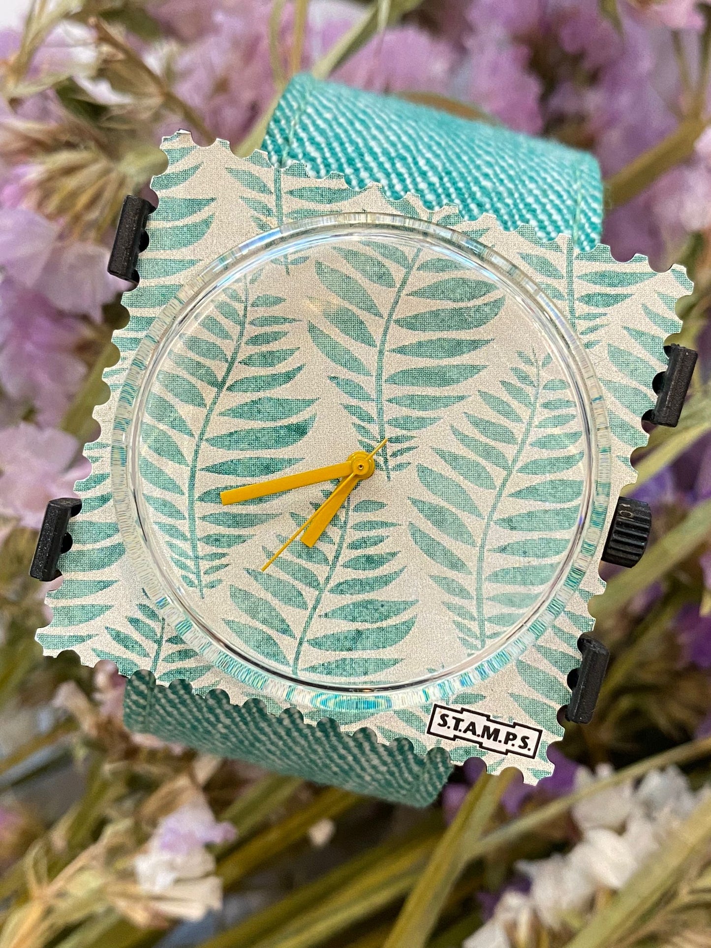 Orologio STAMP 01 foglie - VERDA ACQUA