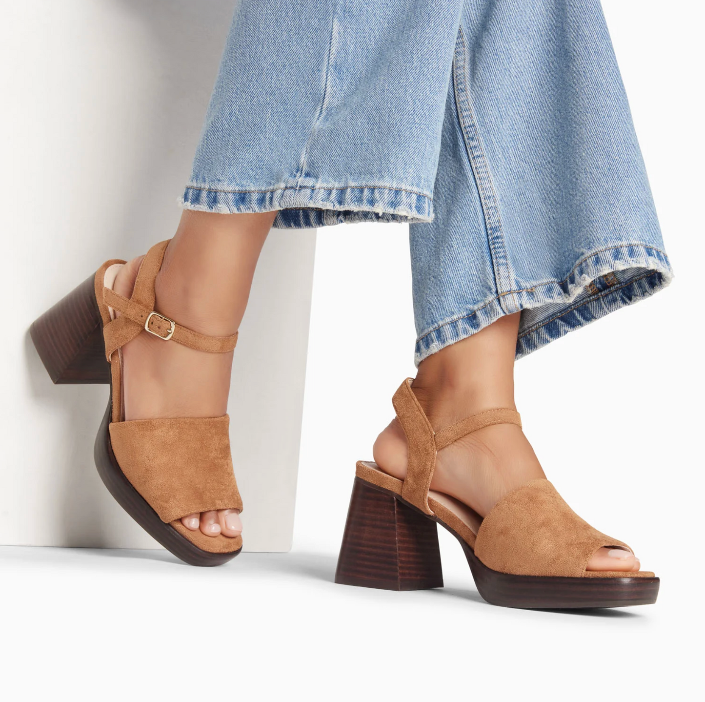 SD2692 suede shoes with heels - CAMEL