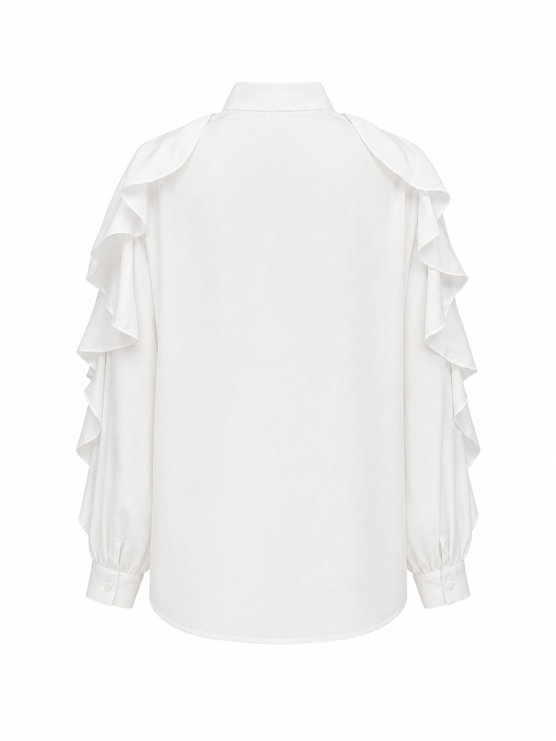Camicia con voulant e fiocco - BIANCO