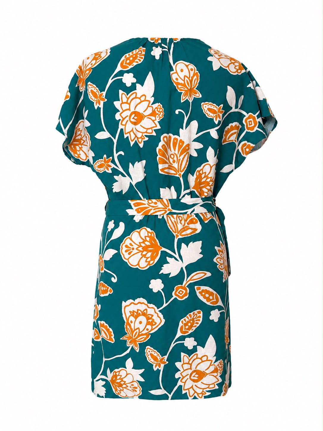 Abito fiori arancio - VERDE