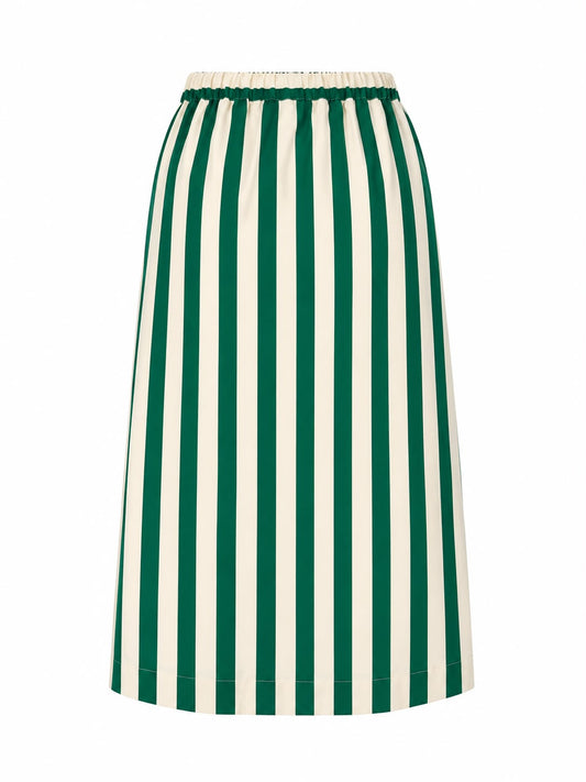 Gonna a righe con tasche - VERDE