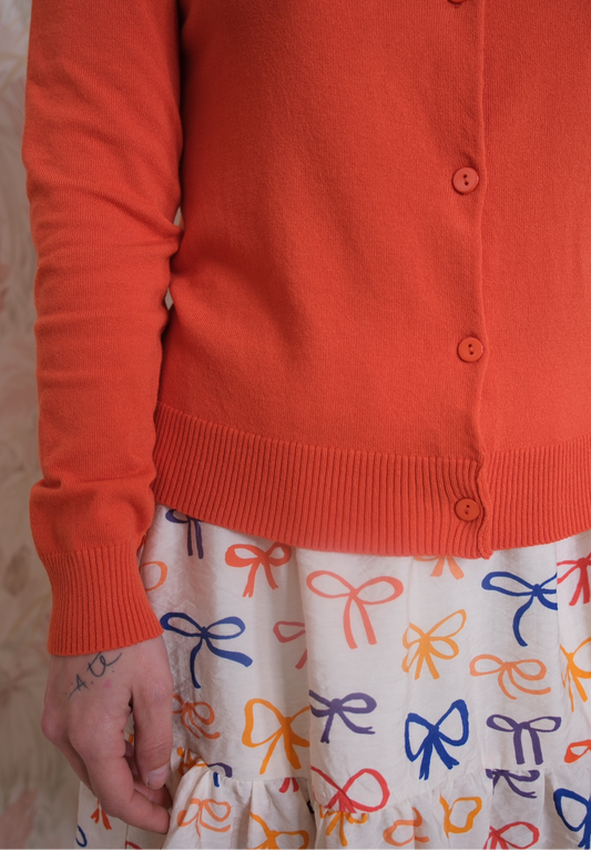 Cardigan 52C/10459 girocolo bottoni - ARANCIONE
