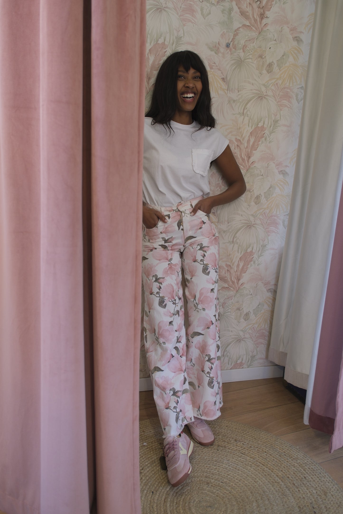 Pantaloni fiori rosa - ROSA