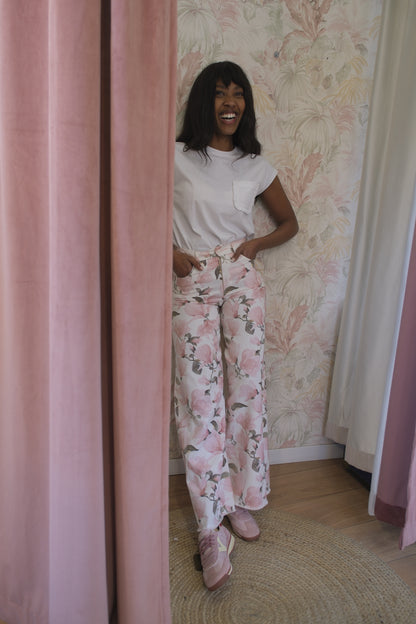 Pantaloni fiori rosa - ROSA