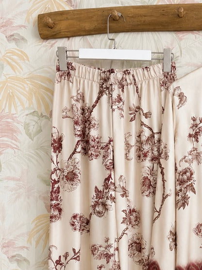 Pantalone floreale - ROSSO