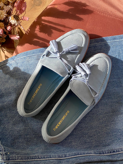 Mocassino camoscio - CELESTE