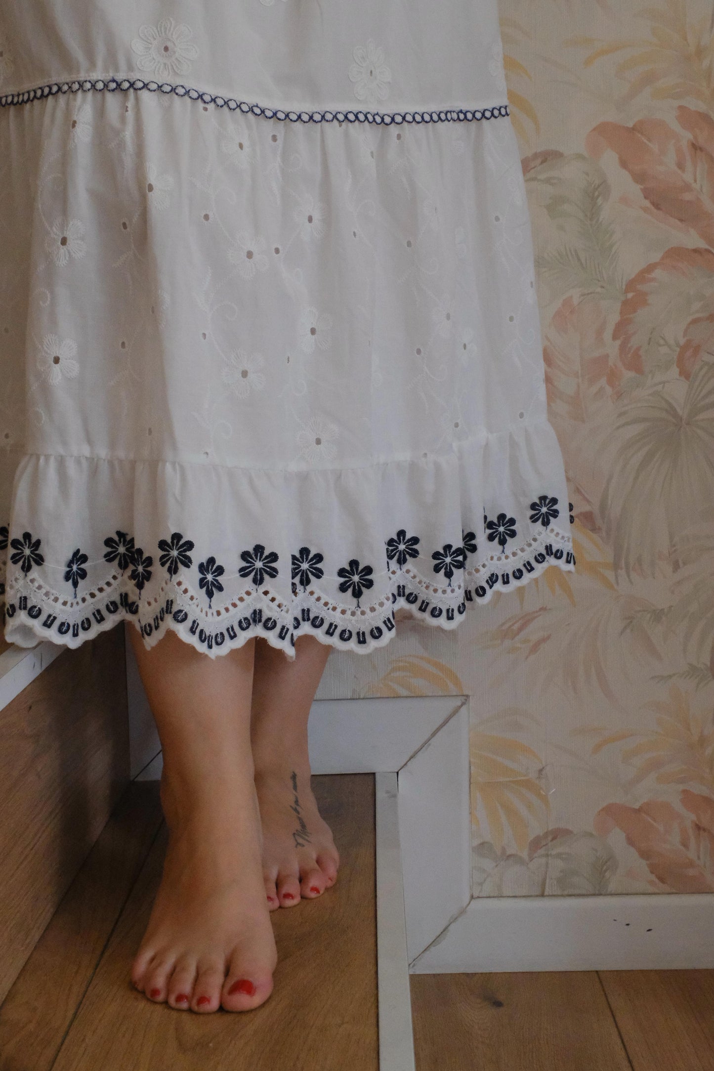 Gonna G60560 pizzo traforato - BIANCO