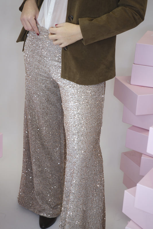 Pantaloni paillettes - BEIGE
