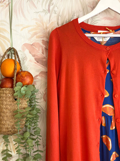 Cardigan 52C/10459 girocolo bottoni - ARANCIONE