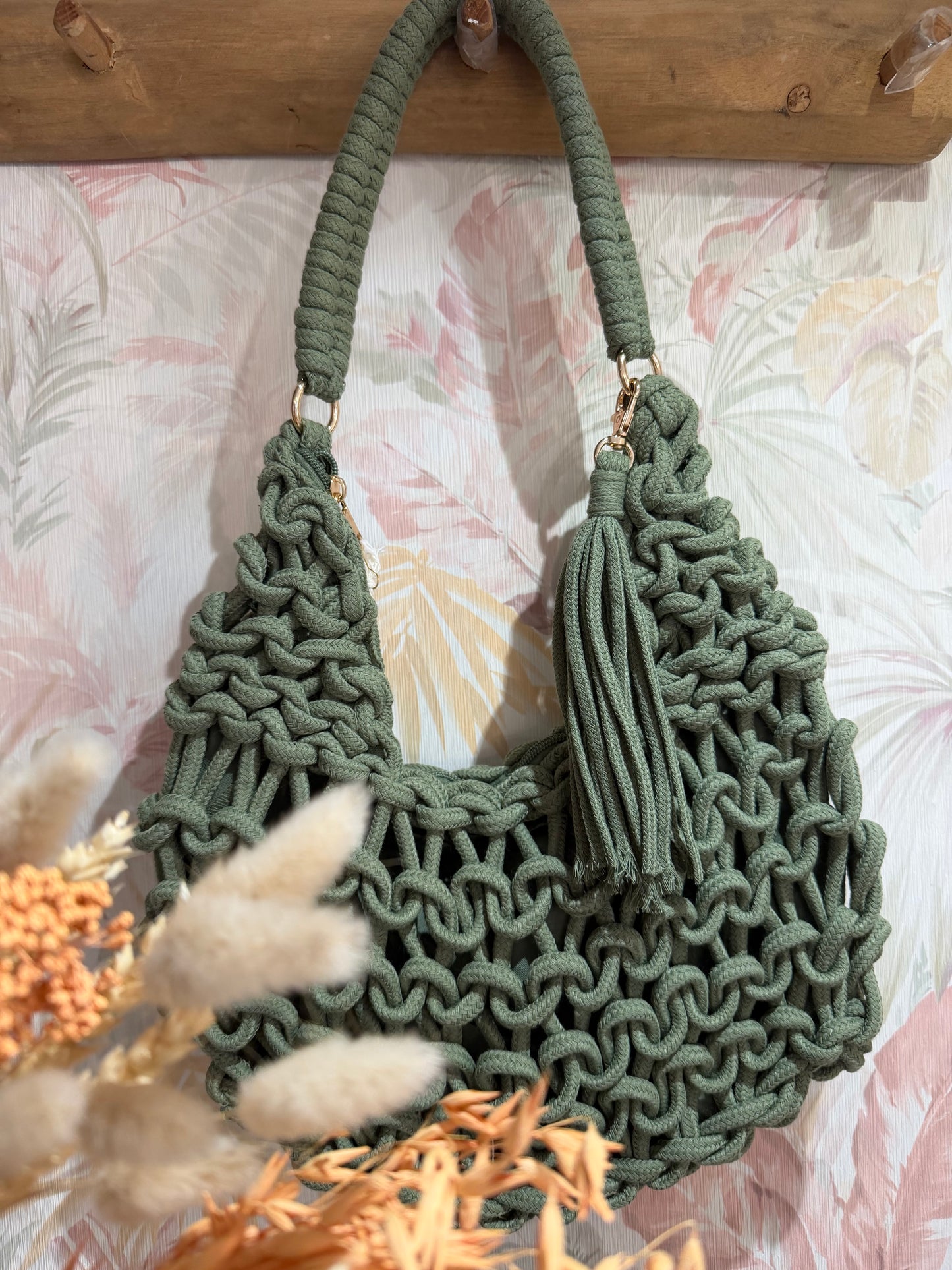 Borsa EMILY in corda intrecciata - VERDE