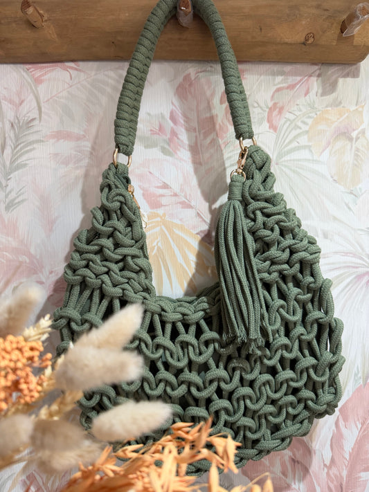Borsa EMILY in corda intrecciata - VERDE