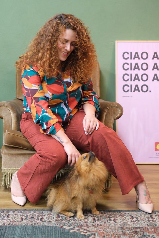 Pantaloni palazzo tinta unita - RUGGINE