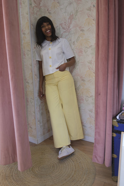 Pantaloni a palazzo tinta unita - GIALLO