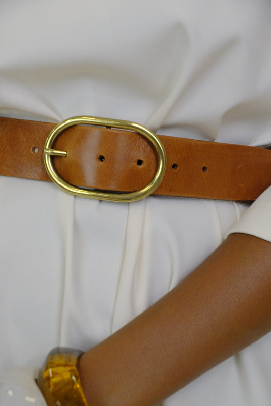 Cintura in vera pelle elastica - CUOIO