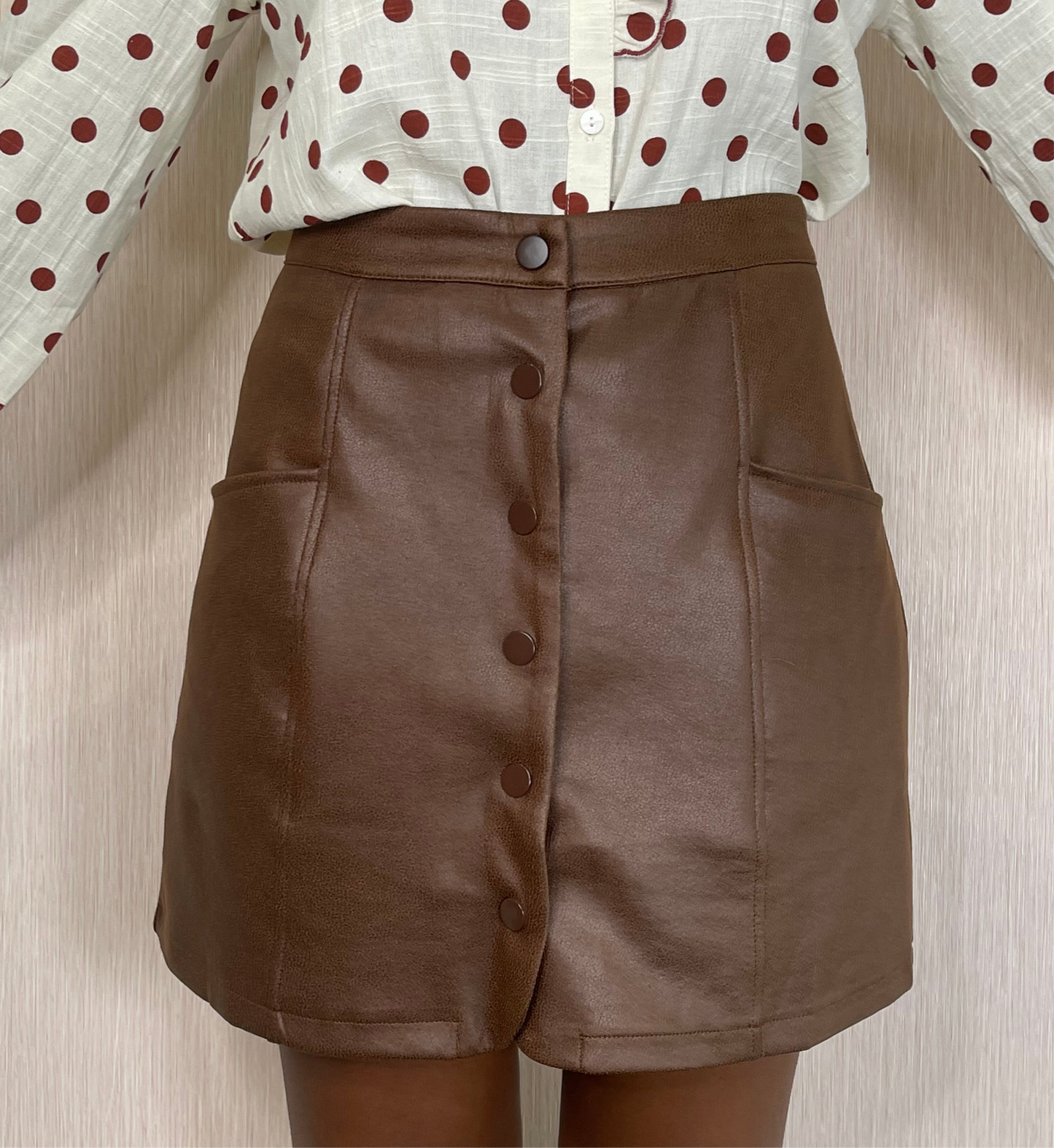 Skirt T2045 Buttons - BROWN