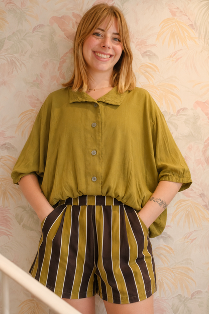 Blusa con bottoni - VERDE OLIVA