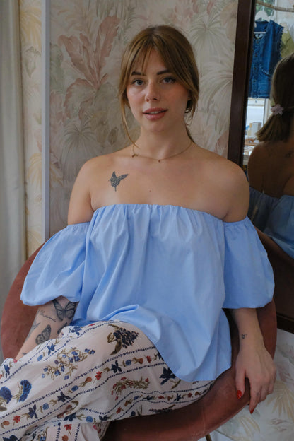 Blusa a palloncino - AZZURRO