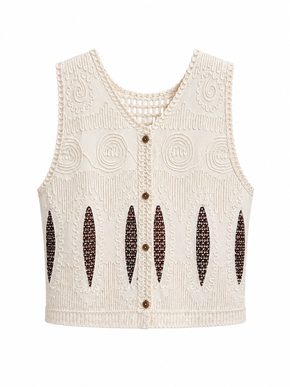 Gilet traforato - PANNA