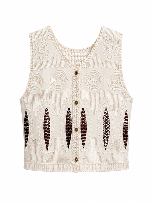 Gilet traforato - PANNA