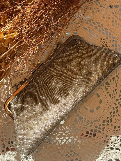 Pochette Vintage Clutch Perline - ARGENTO