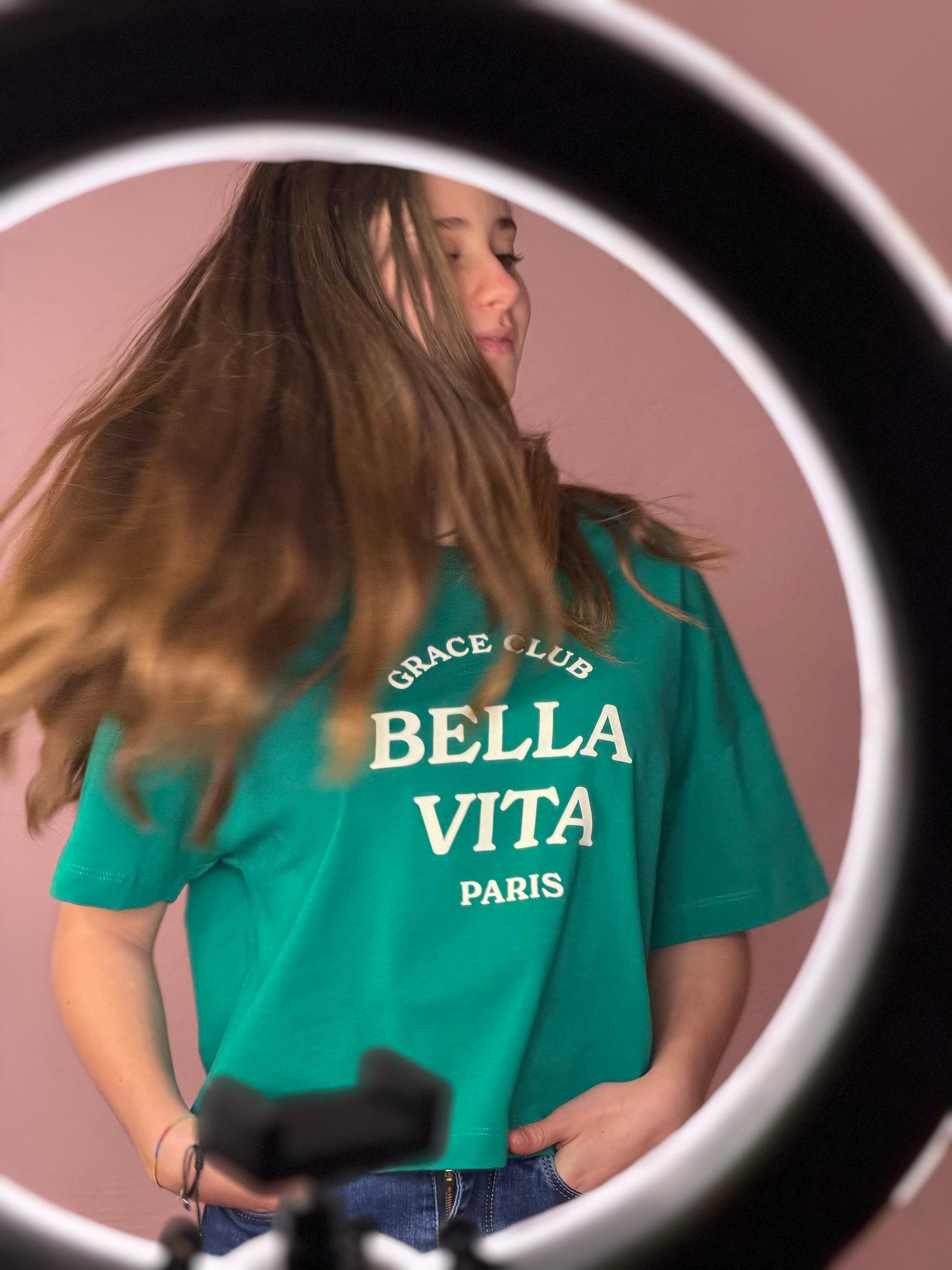 T-shirt stampa Bella Vita - VERDE