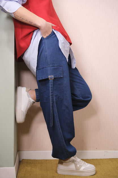 Pantaloni cargo LAKORE jeans - DENIM SCURO