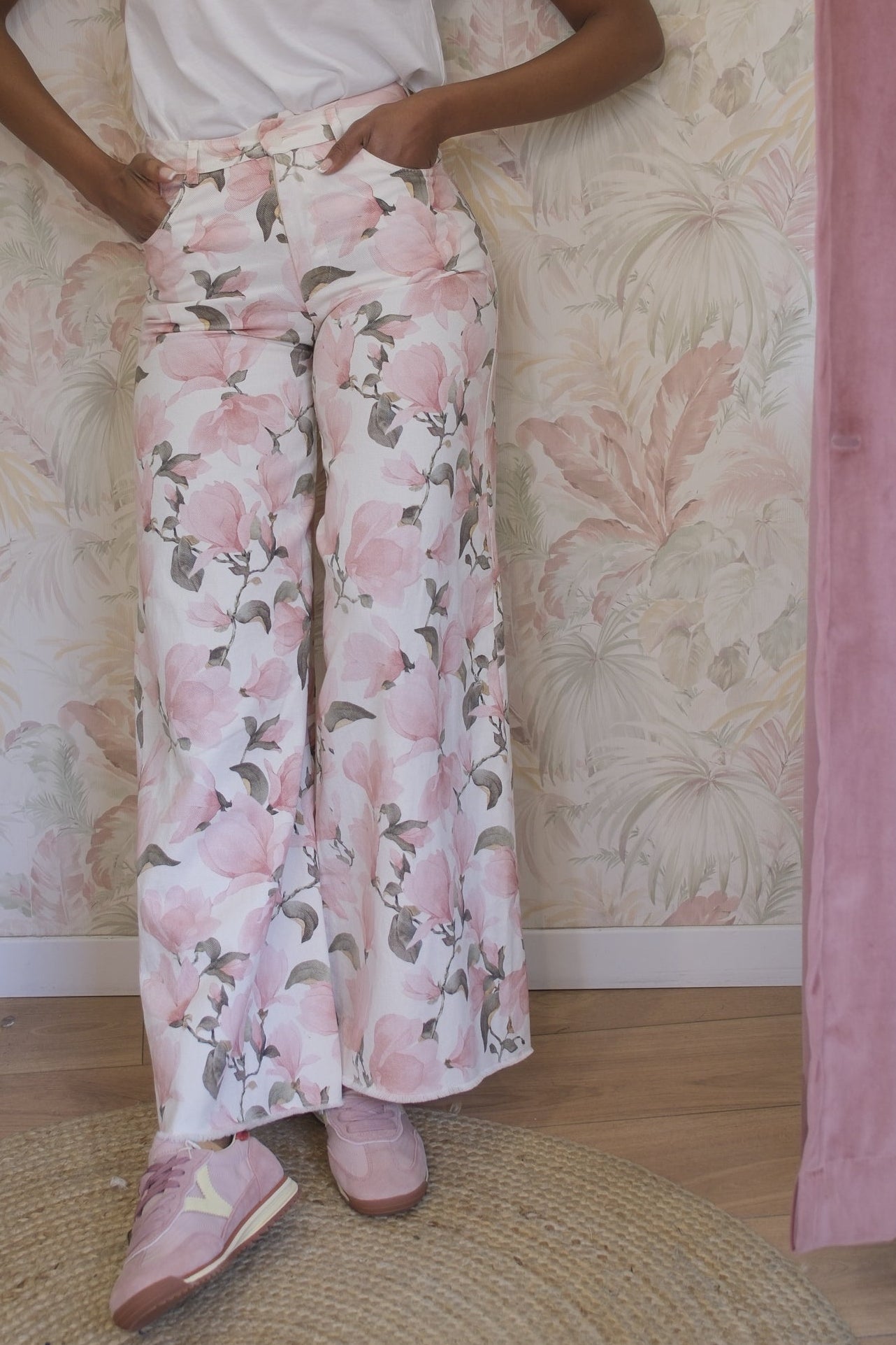 Pantaloni fiori rosa - ROSA