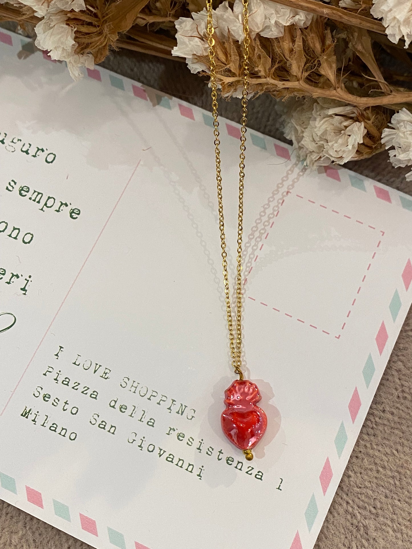 Collana 0014 Cuore Sacro - ROSSO