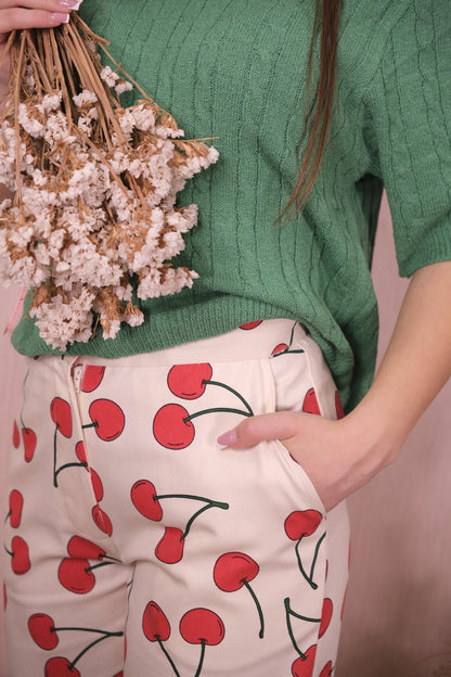 Pantalone fantasia ciliegie - PANNA