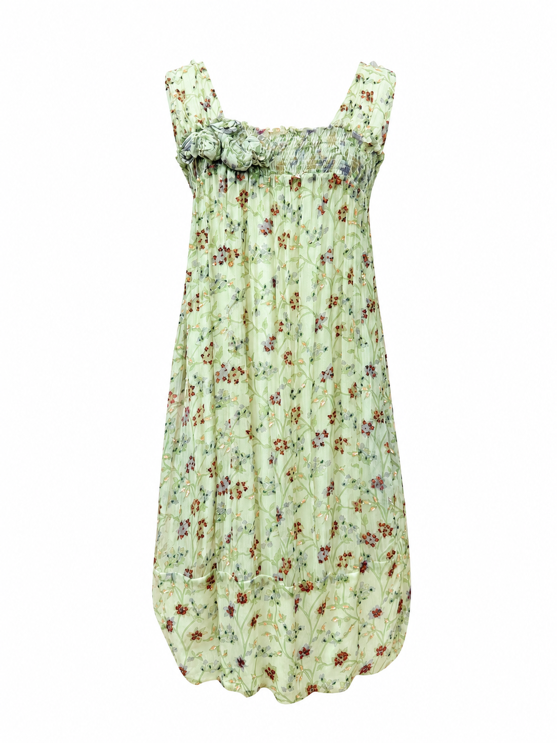 Abito floreale con perline - VERDE CHIARO