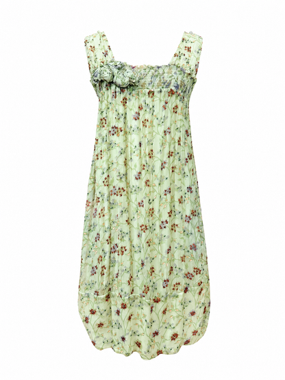 Abito floreale con perline - VERDE CHIARO
