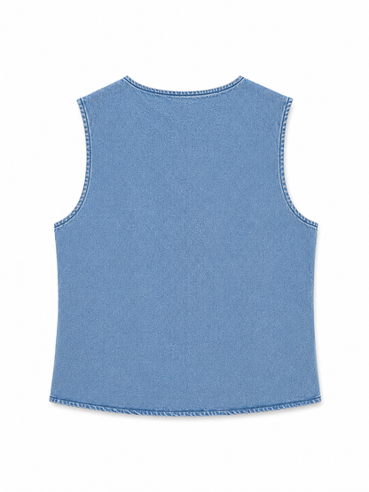 Gilet in denim - AZZURRO